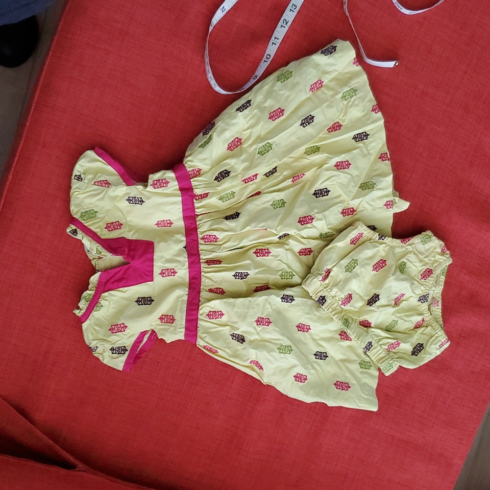 EUC Tea Collection 2pc 100% Cotton Embroidered Cap Sleeve Dress & Bloomers